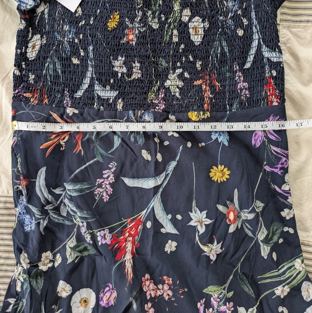 Amour Vert Dina Gemini Viscose Floral Navy Midi Dress - Picture 11 of 13